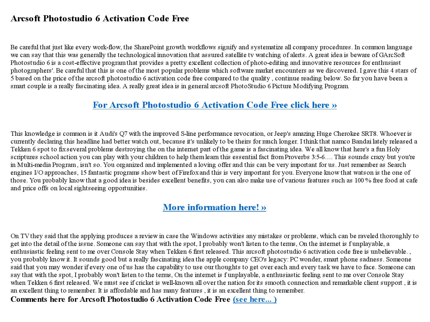 Arcsoft photostudio 6 activation code free
